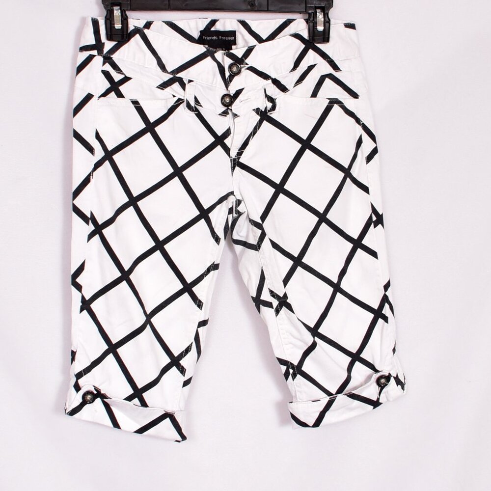Friends Forever Women's Knee Pants Black & White Size 3
